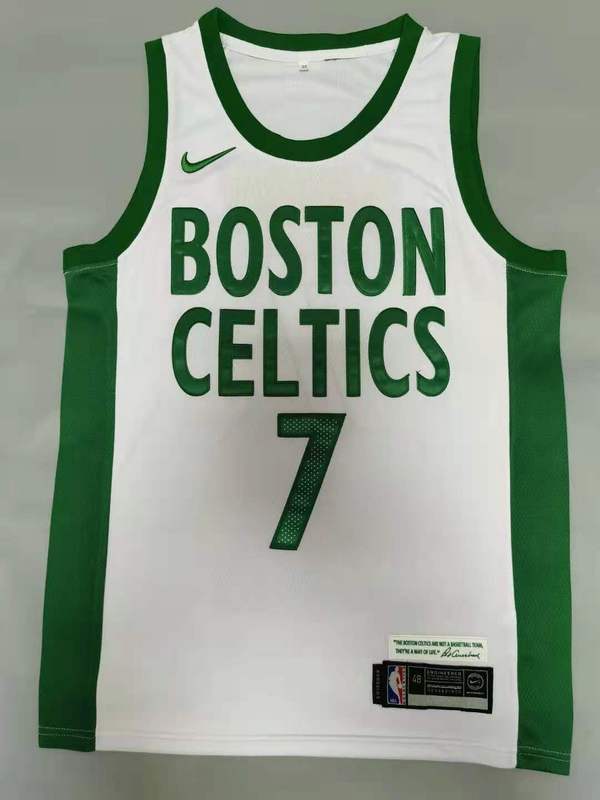 Men Boston Celtics #7 Jaylen Brown White Nike 2025 NBA Jersey style 1